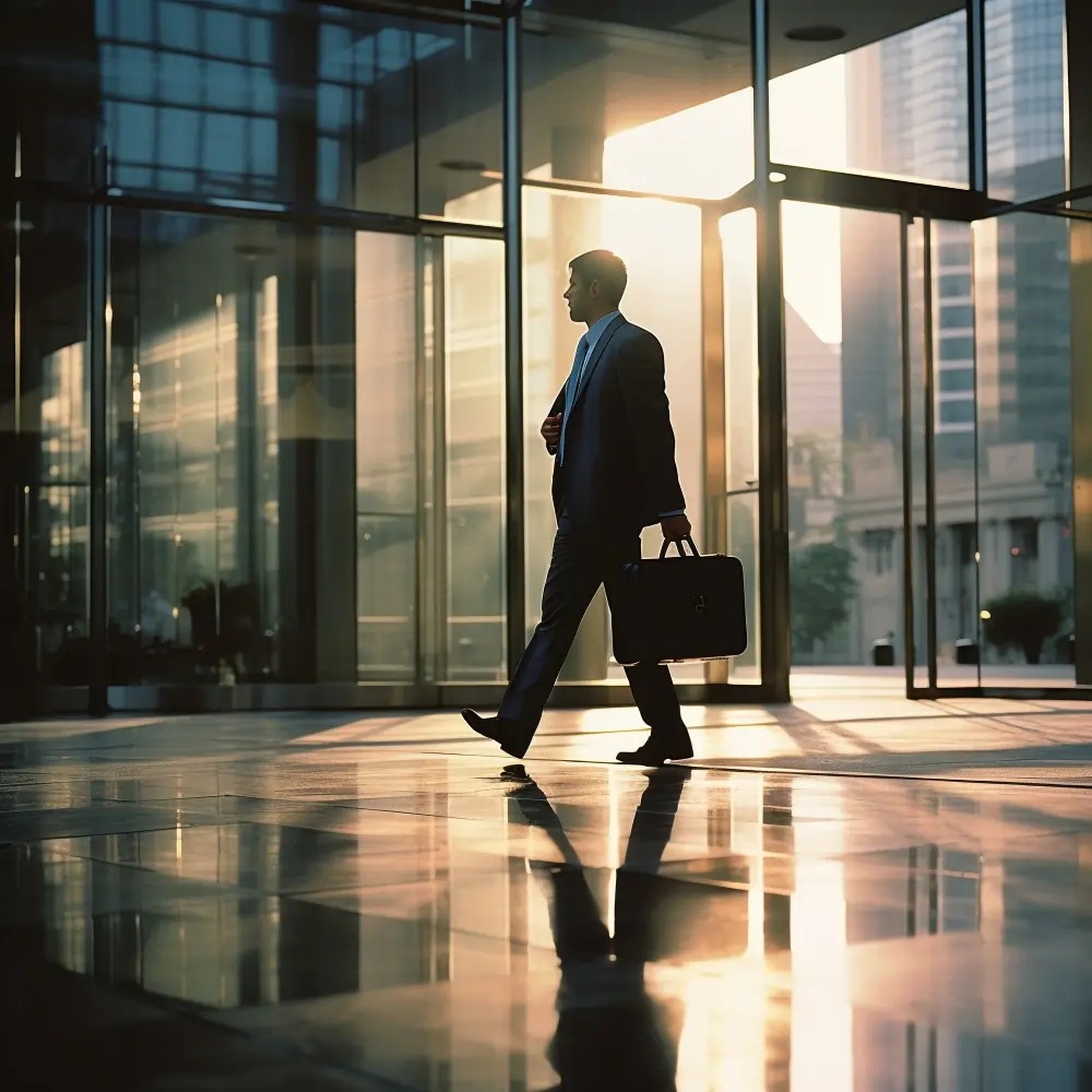 An illustration showing a person leaving a corporate ladder to walk on an entrepreneurial path, with Indian cultural symbols in the background.